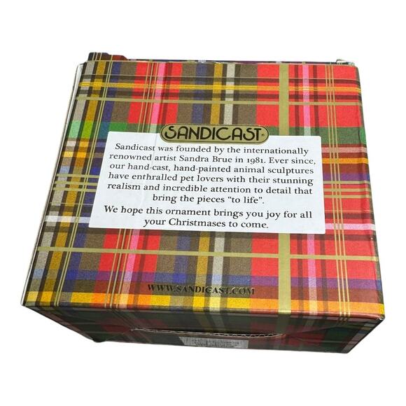 NEW Boxer Sandicast Fawn Dog Ornament wearing Christmas Scarf Holiday Tree Decor - Picture 4 of 6